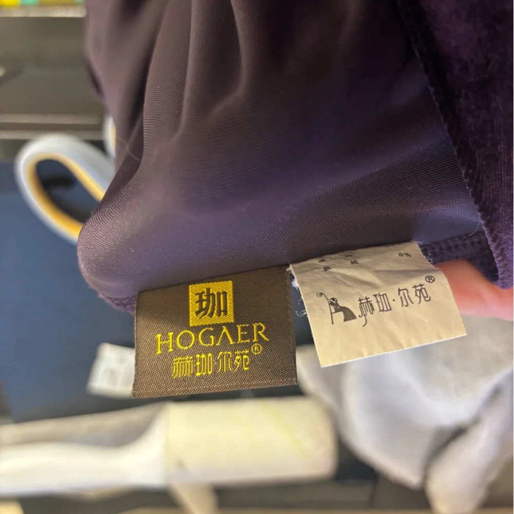 Purple Velvet Scoop Neck Lace+Pearl Embellished Neckline Puff Sleeve Top Size M - Picture 7 of 16